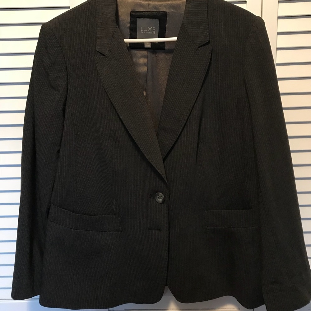 Gray pinstripe skirt suit by The Limited